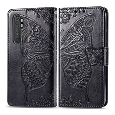 Funda de Cuero Cartera con Soporte Mariposa Carcasa para Xiaomi Mi Note 10 Lite Negro