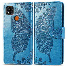 Funda de Cuero Cartera con Soporte Mariposa Carcasa para Xiaomi POCO C3 Azul