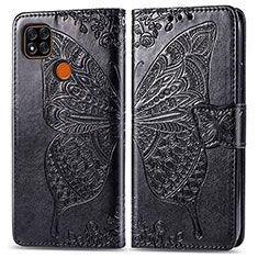 Funda de Cuero Cartera con Soporte Mariposa Carcasa para Xiaomi POCO C3 Negro