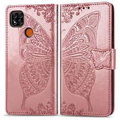 Funda de Cuero Cartera con Soporte Mariposa Carcasa para Xiaomi POCO C31 Rosa