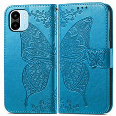 Funda de Cuero Cartera con Soporte Mariposa Carcasa para Xiaomi Poco C50 Azul