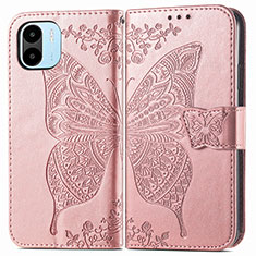 Funda de Cuero Cartera con Soporte Mariposa Carcasa para Xiaomi Poco C51 Rosa