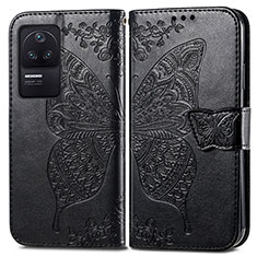 Funda de Cuero Cartera con Soporte Mariposa Carcasa para Xiaomi Poco F4 5G Negro