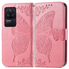 Funda de Cuero Cartera con Soporte Mariposa Carcasa para Xiaomi Poco F4 5G Rosa Roja