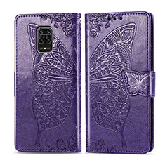 Funda de Cuero Cartera con Soporte Mariposa Carcasa para Xiaomi Poco M2 Pro Morado