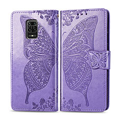 Funda de Cuero Cartera con Soporte Mariposa Carcasa para Xiaomi Poco M2 Pro Purpura Claro