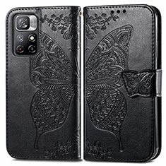 Funda de Cuero Cartera con Soporte Mariposa Carcasa para Xiaomi Poco M4 Pro 5G Negro