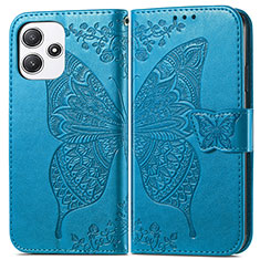 Funda de Cuero Cartera con Soporte Mariposa Carcasa para Xiaomi Poco M6 Pro 5G Azul