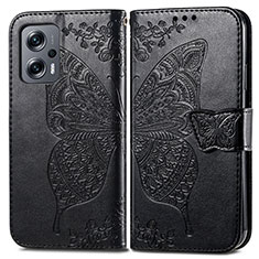 Funda de Cuero Cartera con Soporte Mariposa Carcasa para Xiaomi Poco X4 GT 5G Negro