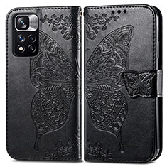 Funda de Cuero Cartera con Soporte Mariposa Carcasa para Xiaomi Poco X4 NFC Negro