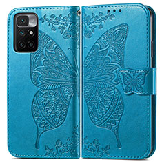 Funda de Cuero Cartera con Soporte Mariposa Carcasa para Xiaomi Redmi 10 (2022) Azul