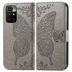 Funda de Cuero Cartera con Soporte Mariposa Carcasa para Xiaomi Redmi 10 (2022) Gris