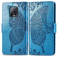 Funda de Cuero Cartera con Soporte Mariposa Carcasa para Xiaomi Redmi 10X 5G Azul