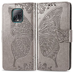 Funda de Cuero Cartera con Soporte Mariposa Carcasa para Xiaomi Redmi 10X Pro 5G Gris