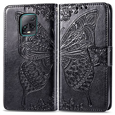 Funda de Cuero Cartera con Soporte Mariposa Carcasa para Xiaomi Redmi 10X Pro 5G Negro