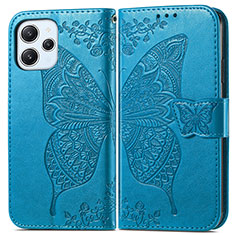 Funda de Cuero Cartera con Soporte Mariposa Carcasa para Xiaomi Redmi 12 4G Azul