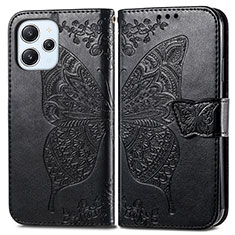 Funda de Cuero Cartera con Soporte Mariposa Carcasa para Xiaomi Redmi 12 4G Negro