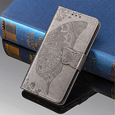 Funda de Cuero Cartera con Soporte Mariposa Carcasa para Xiaomi Redmi 9 Gris