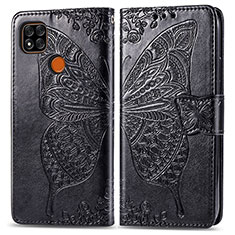 Funda de Cuero Cartera con Soporte Mariposa Carcasa para Xiaomi Redmi 9C Negro