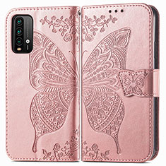 Funda de Cuero Cartera con Soporte Mariposa Carcasa para Xiaomi Redmi 9T 4G Rosa