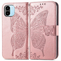 Funda de Cuero Cartera con Soporte Mariposa Carcasa para Xiaomi Redmi A2 Plus Rosa