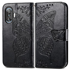 Funda de Cuero Cartera con Soporte Mariposa Carcasa para Xiaomi Redmi K40 Gaming 5G Negro