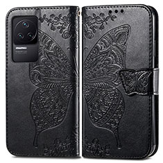 Funda de Cuero Cartera con Soporte Mariposa Carcasa para Xiaomi Redmi K50 5G Negro