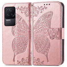 Funda de Cuero Cartera con Soporte Mariposa Carcasa para Xiaomi Redmi K50 5G Rosa