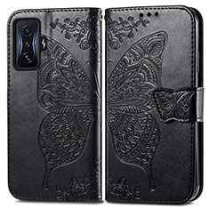 Funda de Cuero Cartera con Soporte Mariposa Carcasa para Xiaomi Redmi K50 Gaming AMG F1 5G Negro