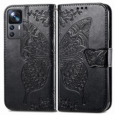 Funda de Cuero Cartera con Soporte Mariposa Carcasa para Xiaomi Redmi K50 Ultra 5G Negro