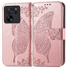 Funda de Cuero Cartera con Soporte Mariposa Carcasa para Xiaomi Redmi K60 Ultra 5G Oro Rosa