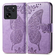 Funda de Cuero Cartera con Soporte Mariposa Carcasa para Xiaomi Redmi K60 Ultra 5G Purpura Claro