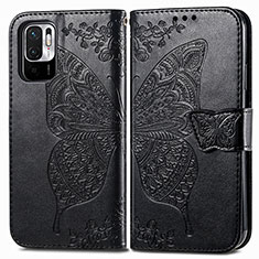 Funda de Cuero Cartera con Soporte Mariposa Carcasa para Xiaomi Redmi Note 10 JE 5G Negro