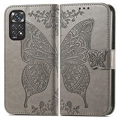 Funda de Cuero Cartera con Soporte Mariposa Carcasa para Xiaomi Redmi Note 11 4G (2022) Gris