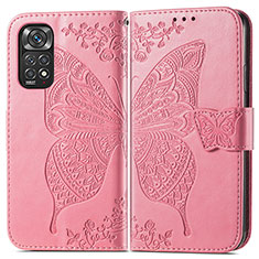 Funda de Cuero Cartera con Soporte Mariposa Carcasa para Xiaomi Redmi Note 11 4G (2022) Rosa Roja