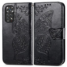 Funda de Cuero Cartera con Soporte Mariposa Carcasa para Xiaomi Redmi Note 11 Pro 4G Negro