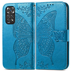 Funda de Cuero Cartera con Soporte Mariposa Carcasa para Xiaomi Redmi Note 11 Pro 5G Azul