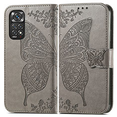 Funda de Cuero Cartera con Soporte Mariposa Carcasa para Xiaomi Redmi Note 11 Pro 5G Gris