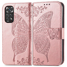 Funda de Cuero Cartera con Soporte Mariposa Carcasa para Xiaomi Redmi Note 11 Pro 5G Rosa