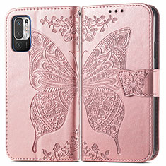 Funda de Cuero Cartera con Soporte Mariposa Carcasa para Xiaomi Redmi Note 11 SE 5G Rosa