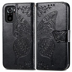 Funda de Cuero Cartera con Soporte Mariposa Carcasa para Xiaomi Redmi Note 11 SE India 4G Negro