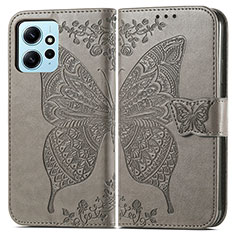 Funda de Cuero Cartera con Soporte Mariposa Carcasa para Xiaomi Redmi Note 12 4G Gris