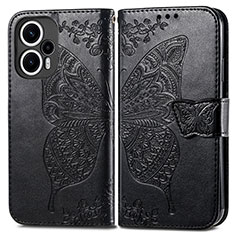 Funda de Cuero Cartera con Soporte Mariposa Carcasa para Xiaomi Redmi Note 12 Turbo 5G Negro