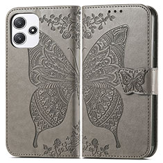 Funda de Cuero Cartera con Soporte Mariposa Carcasa para Xiaomi Redmi Note 12R 5G Gris