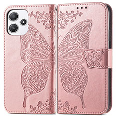 Funda de Cuero Cartera con Soporte Mariposa Carcasa para Xiaomi Redmi Note 12R 5G Oro Rosa