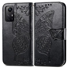 Funda de Cuero Cartera con Soporte Mariposa Carcasa para Xiaomi Redmi Note 12S Negro