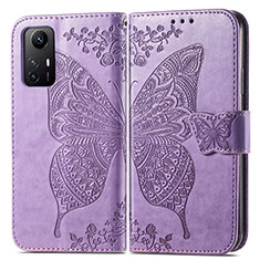 Funda de Cuero Cartera con Soporte Mariposa Carcasa para Xiaomi Redmi Note 12S Purpura Claro