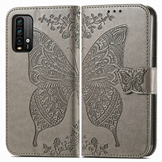 Funda de Cuero Cartera con Soporte Mariposa Carcasa para Xiaomi Redmi Note 9 4G Gris