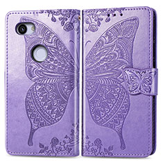 Funda de Cuero Cartera con Soporte Mariposa Carcasa S01D para Google Pixel 3a XL Purpura Claro