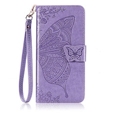 Funda de Cuero Cartera con Soporte Mariposa Carcasa S01D para Huawei Honor 10X Lite Purpura Claro